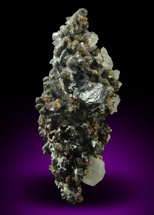 Polybasite, Acanthite, Calcite, Chalcopyrite from Guanajuato Silver Mining District, Guanajuato, Mexico