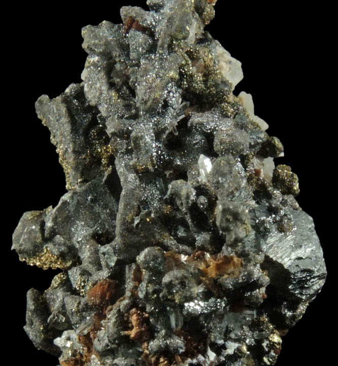 Polybasite, Acanthite, Calcite, Chalcopyrite from Guanajuato Silver Mining District, Guanajuato, Mexico