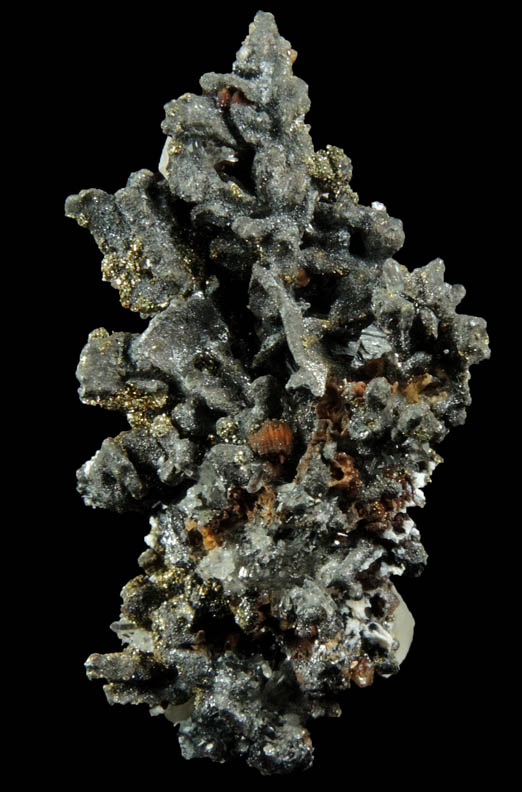 Polybasite, Acanthite, Calcite, Chalcopyrite from Guanajuato Silver Mining District, Guanajuato, Mexico