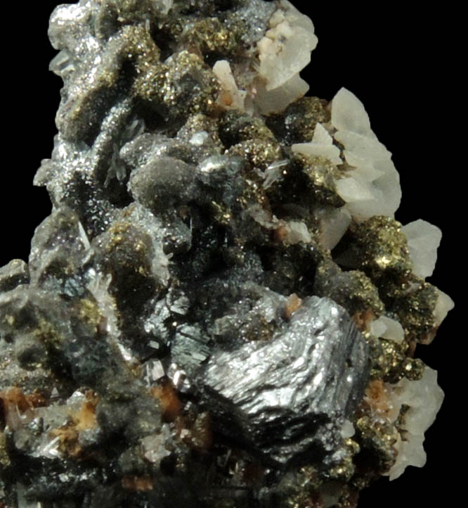 Polybasite, Acanthite, Calcite, Chalcopyrite from Guanajuato Silver Mining District, Guanajuato, Mexico