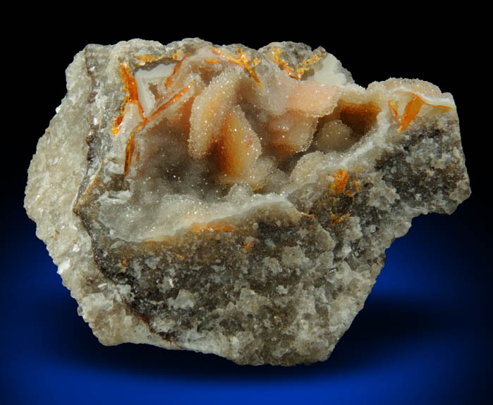 Quartz over Wulfenite from Finch Mine, north of Hayden, Banner District, Gila County, Arizona