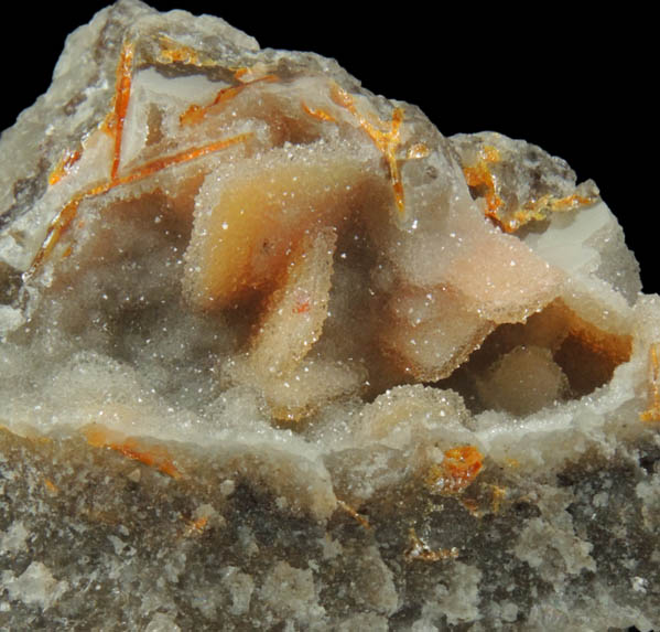 Quartz over Wulfenite from Finch Mine, north of Hayden, Banner District, Gila County, Arizona