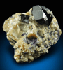 Cassiterite (twinned crystals) on Talc with minor Fluorite from Ehrenfriedersdorf, Erzgebirge, Sachsen, Germany