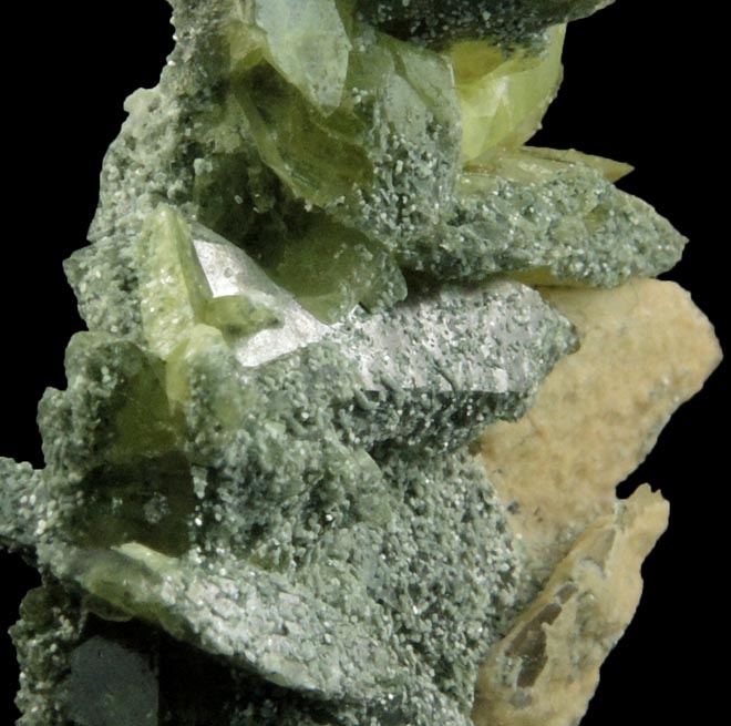 Chlorite on Titanite from Tormiq area, northwest of Skardu, Haramosh Mountains, Baltistan, Gilgit-Baltistan, Pakistan
