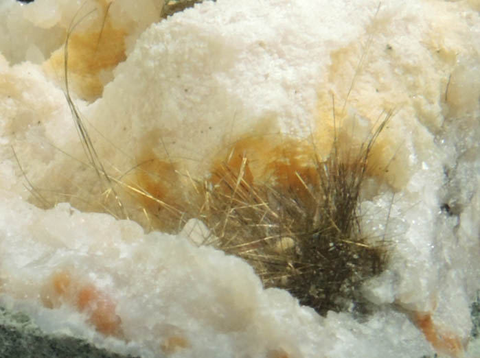 Millerite in Quartz Geode from US Route 27 road cut, Halls Gap, Lincoln County, Kentucky