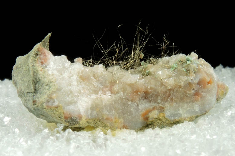 Millerite in Quartz Geode from US Route 27 road cut, Halls Gap, Lincoln County, Kentucky