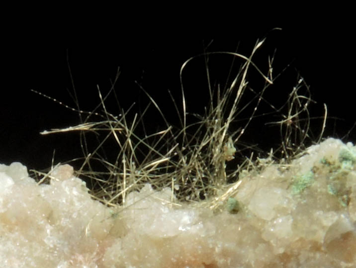 Millerite in Quartz Geode from US Route 27 road cut, Halls Gap, Lincoln County, Kentucky