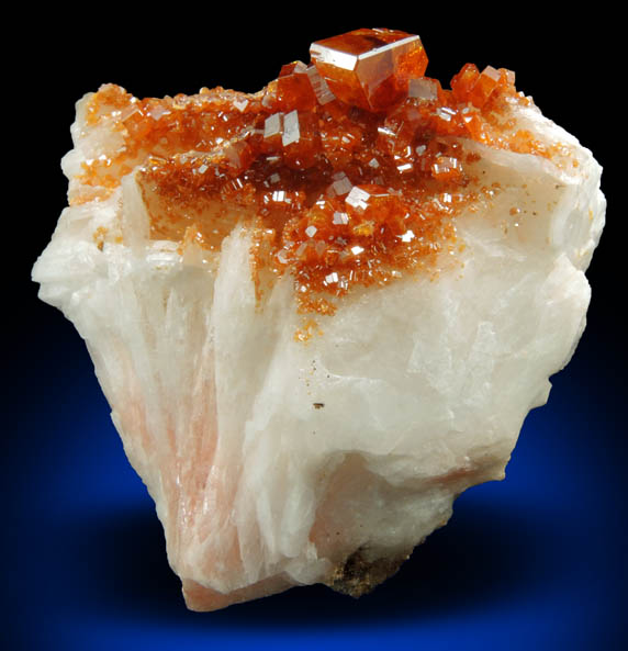 Vanadinite on Barite from Mibladen, Haute Moulouya Basin, Zeida-Aouli-Mibladen belt, Midelt Province, Morocco