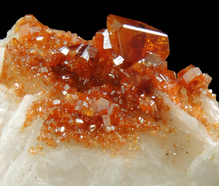 Vanadinite on Barite from Mibladen, Haute Moulouya Basin, Zeida-Aouli-Mibladen belt, Midelt Province, Morocco