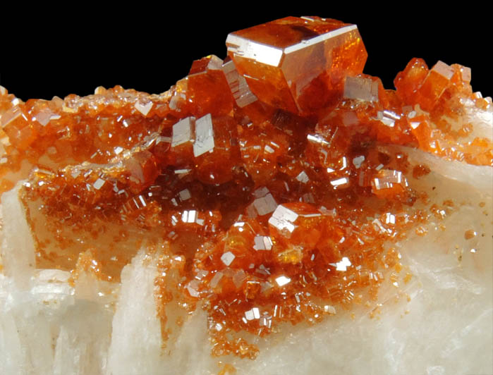 Vanadinite on Barite from Mibladen, Haute Moulouya Basin, Zeida-Aouli-Mibladen belt, Midelt Province, Morocco