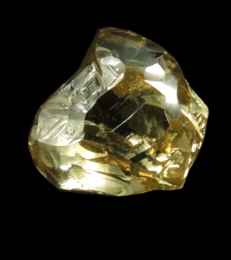 Diamond (3.31 carat gem-grade cuttable yellow-green complex rough uncut diamond) from Orapa Mine, south of the Makgadikgadi Pans, Botswana