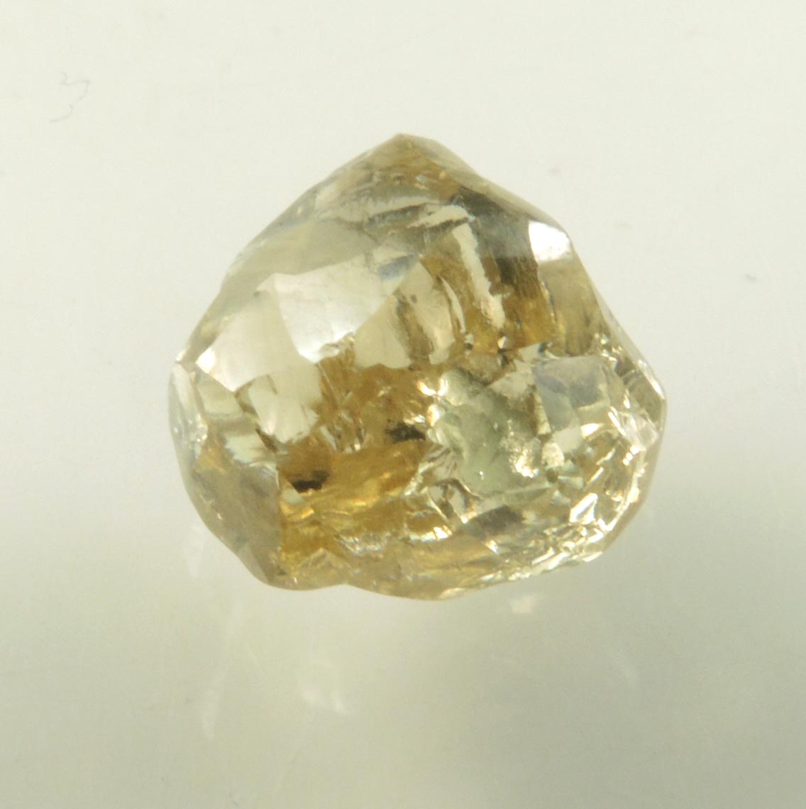 Diamond (3.31 carat gem-grade cuttable yellow-green complex rough uncut diamond) from Orapa Mine, south of the Makgadikgadi Pans, Botswana