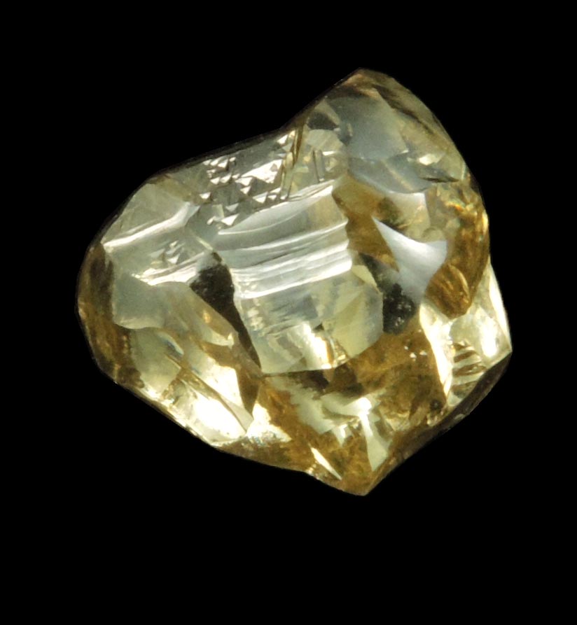 Diamond (3.31 carat gem-grade cuttable yellow-green complex rough uncut diamond) from Orapa Mine, south of the Makgadikgadi Pans, Botswana