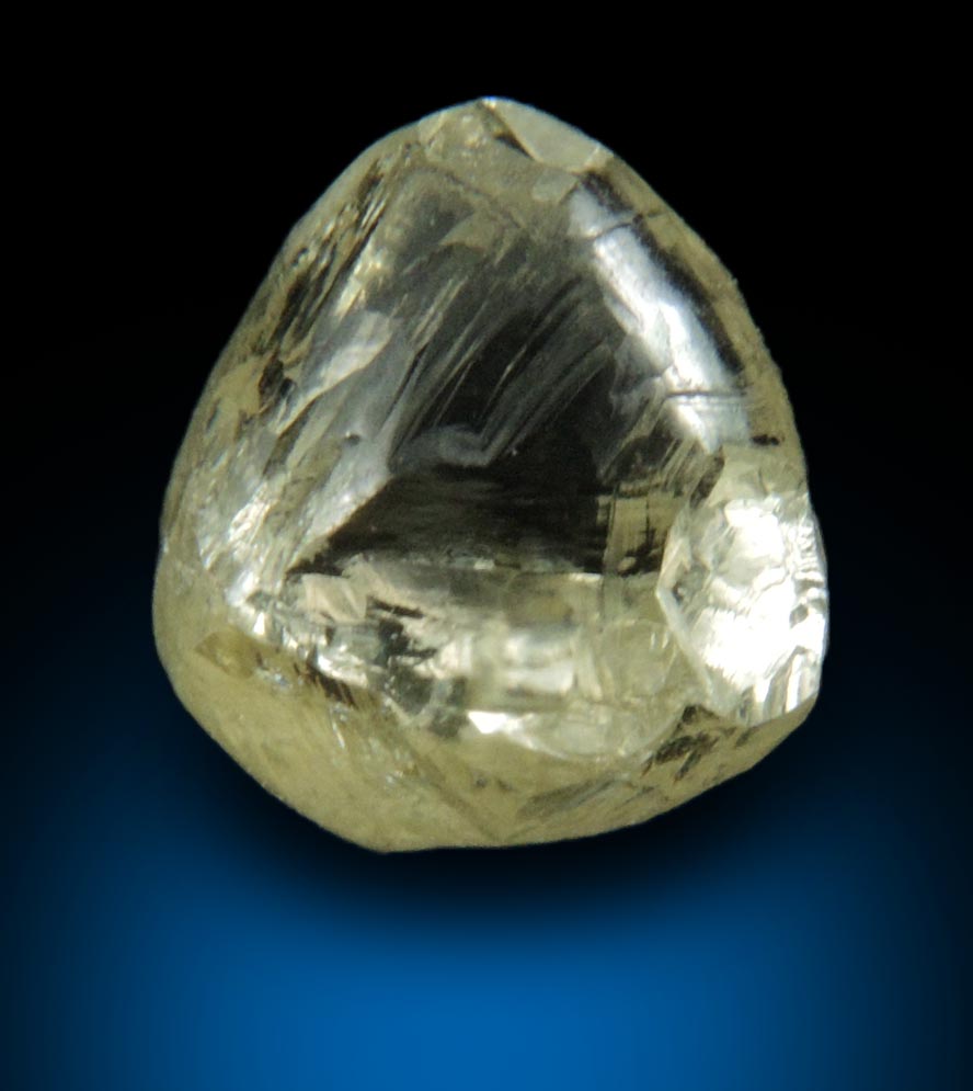 Diamond (1.67 carat cuttable yellow octahedral crystal) from Orapa Mine, south of the Makgadikgadi Pans, Botswana