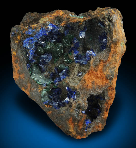 Azurite and Malachite from Morenci Mine, 4750' Level, Lone Star Area, Clifton District, Greenlee County, Arizona