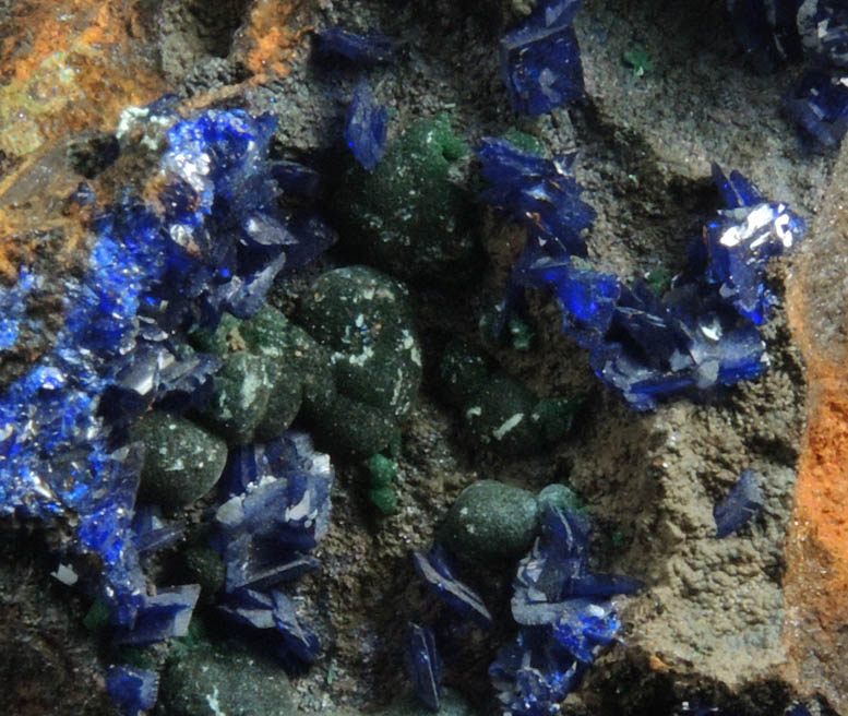 Azurite and Malachite from Morenci Mine, 4750' Level, Lone Star Area, Clifton District, Greenlee County, Arizona