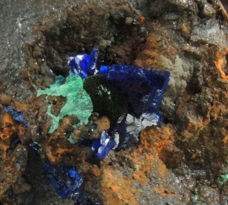 Azurite and Malachite from Morenci Mine, 4750' Level, Lone Star Area, Clifton District, Greenlee County, Arizona