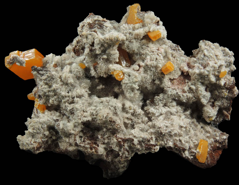 Hydrozincite and Wulfenite from Sierra de Los Lamentos, Chihuahua, Mexico