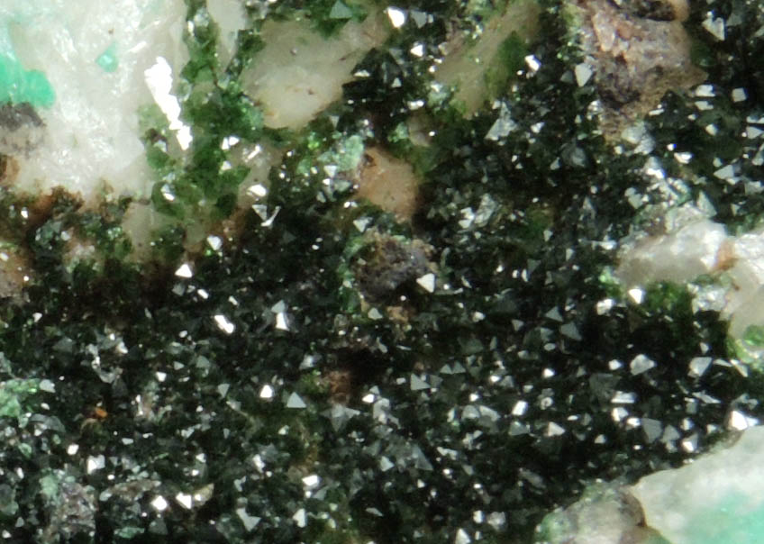 Libethenite on Quartz from Vila Viosa, vora District, Portugal