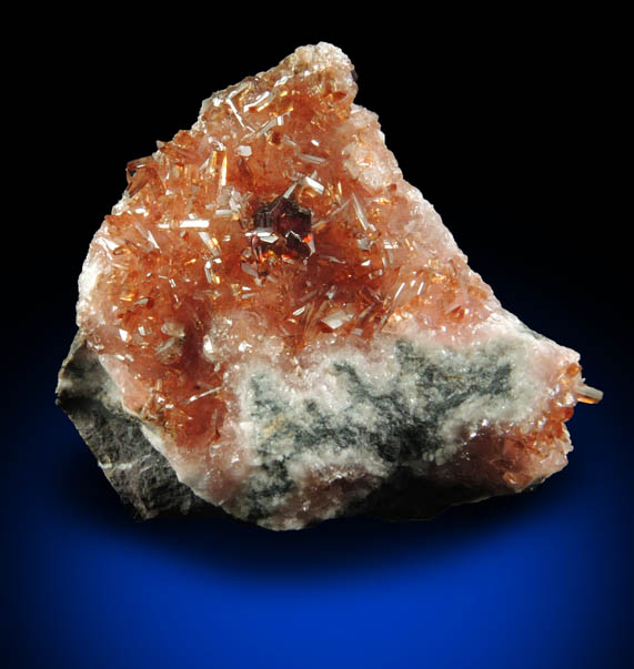 Shigaite on Rhodochrosite from N'Chwaning II Mine, Kalahari Manganese Field, Northern Cape Province, South Africa