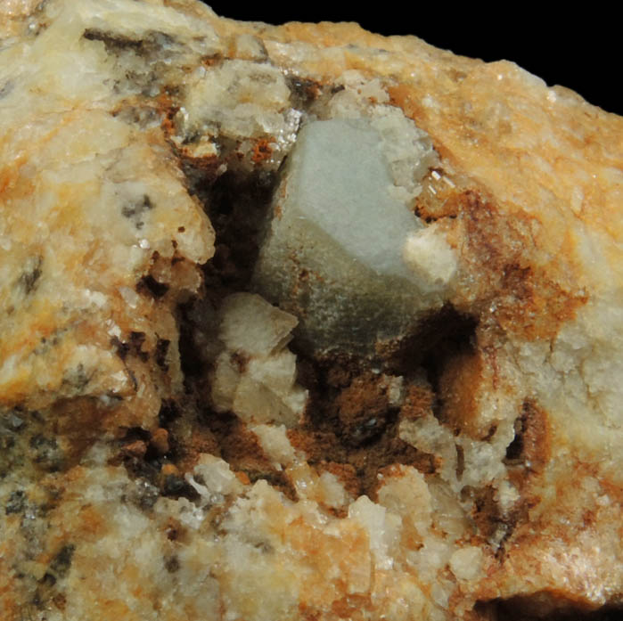 Fluorapatite on Albite with Goethite, Whitlockite from Dunton Mine, Newry, Oxford County, Maine