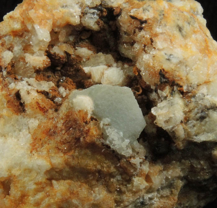 Fluorapatite on Albite with Goethite, Whitlockite from Dunton Mine, Newry, Oxford County, Maine