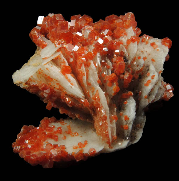 Vanadinite on Barite from Mibladen, Haute Moulouya Basin, Zeida-Aouli-Mibladen belt, Midelt Province, Morocco