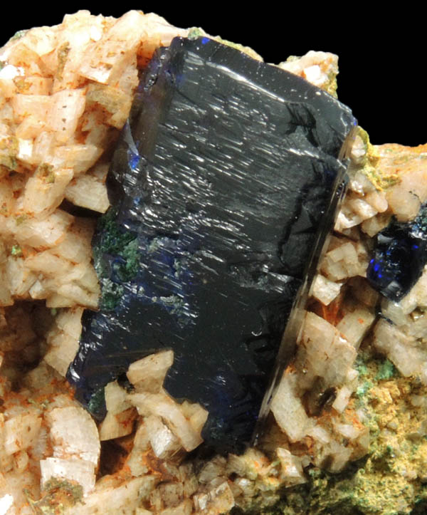 Azurite on Dolomite from Touissit Mine, 21 km SSE of Oujda, Jerada Province, Oriental, Morocco