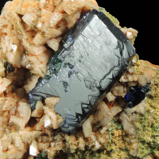 Azurite on Dolomite from Touissit Mine, 21 km SSE of Oujda, Jerada Province, Oriental, Morocco