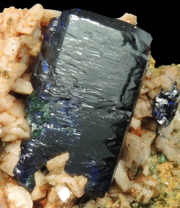 Azurite on Dolomite from Touissit Mine, 21 km SSE of Oujda, Jerada Province, Oriental, Morocco