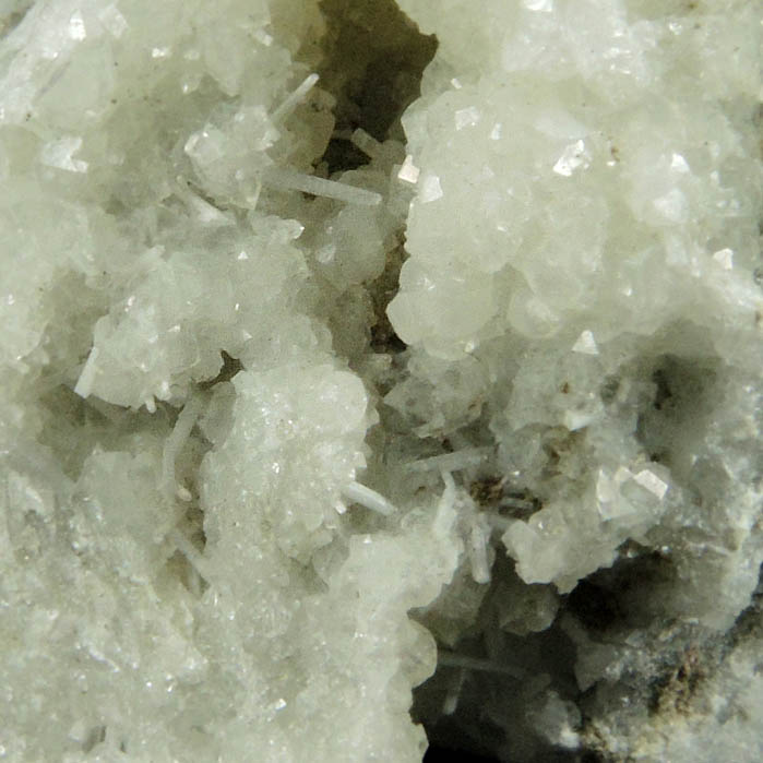 Natrolite on Calcite with Datolite from Millington Quarry, Bernards Township, Somerset County, New Jersey
