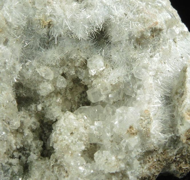 Natrolite on Calcite from Millington Quarry, Bernards Township, Somerset County, New Jersey