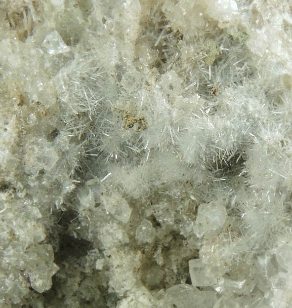 Natrolite on Calcite from Millington Quarry, Bernards Township, Somerset County, New Jersey