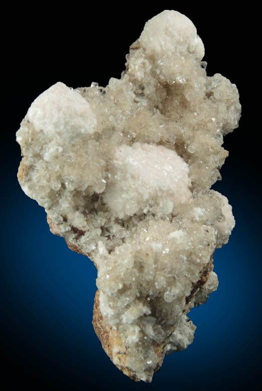 Oyelite on Calcite from N'Chwaning II Mine, Kalahari Manganese Field, Northern Cape Province, South Africa