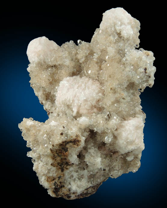 Oyelite on Calcite from N'Chwaning II Mine, Kalahari Manganese Field, Northern Cape Province, South Africa