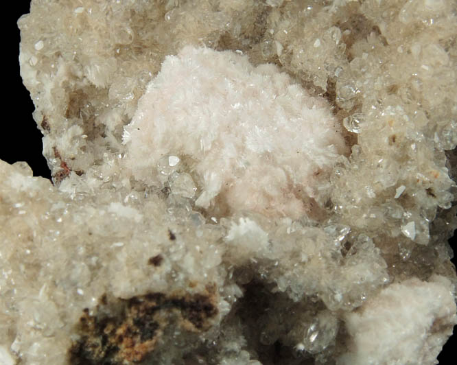 Oyelite on Calcite from N'Chwaning II Mine, Kalahari Manganese Field, Northern Cape Province, South Africa