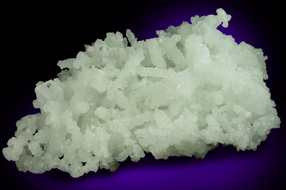 Apophyllite on Prehnite pseudomorphs after Laumontite from Mumbai District, Maharashtra, India