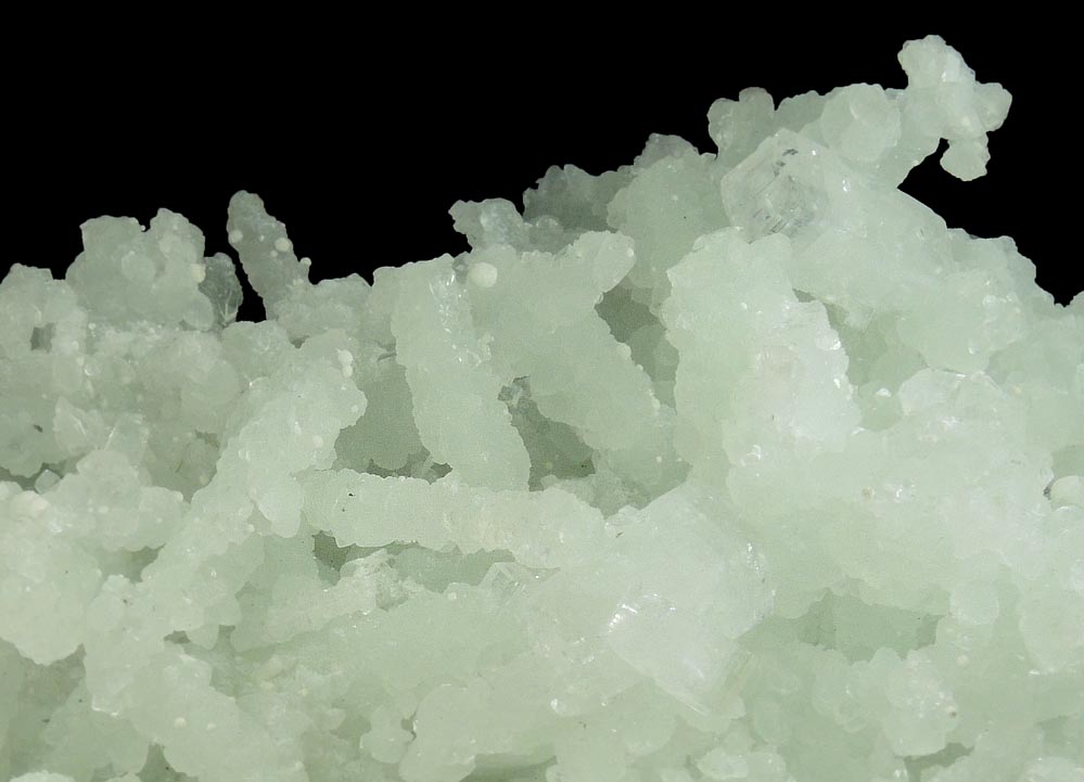 Apophyllite on Prehnite pseudomorphs after Laumontite from Mumbai District, Maharashtra, India