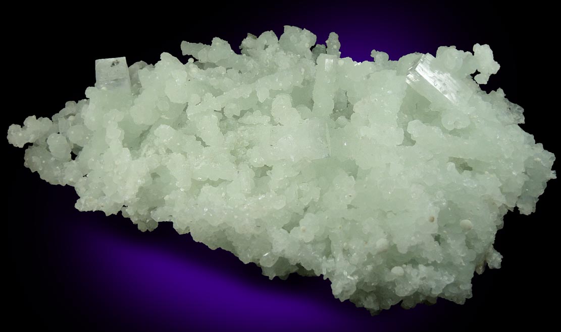 Apophyllite on Prehnite pseudomorphs after Laumontite from Mumbai District, Maharashtra, India