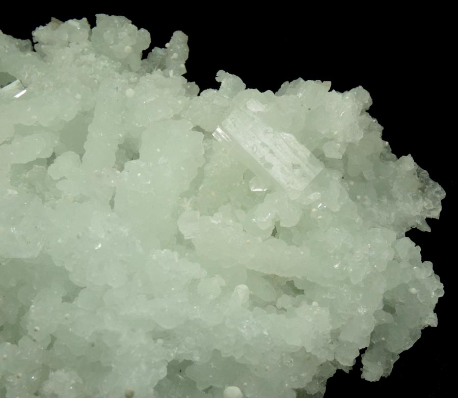 Apophyllite on Prehnite pseudomorphs after Laumontite from Mumbai District, Maharashtra, India