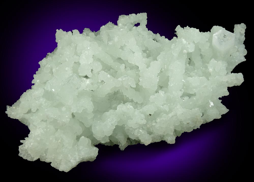 Apophyllite on Prehnite pseudomorphs after Laumontite from Mumbai District, Maharashtra, India