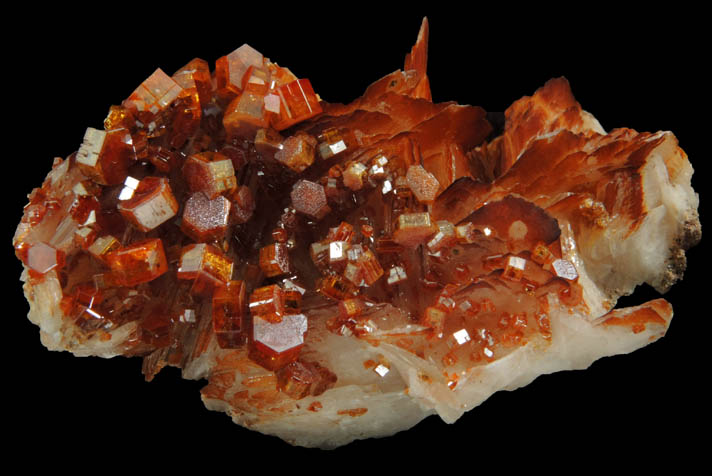 Vanadinite over Barite from Mibladen, Haute Moulouya Basin, Zeida-Aouli-Mibladen belt, Midelt Province, Morocco