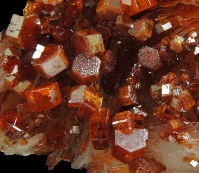 Vanadinite over Barite from Mibladen, Haute Moulouya Basin, Zeida-Aouli-Mibladen belt, Midelt Province, Morocco