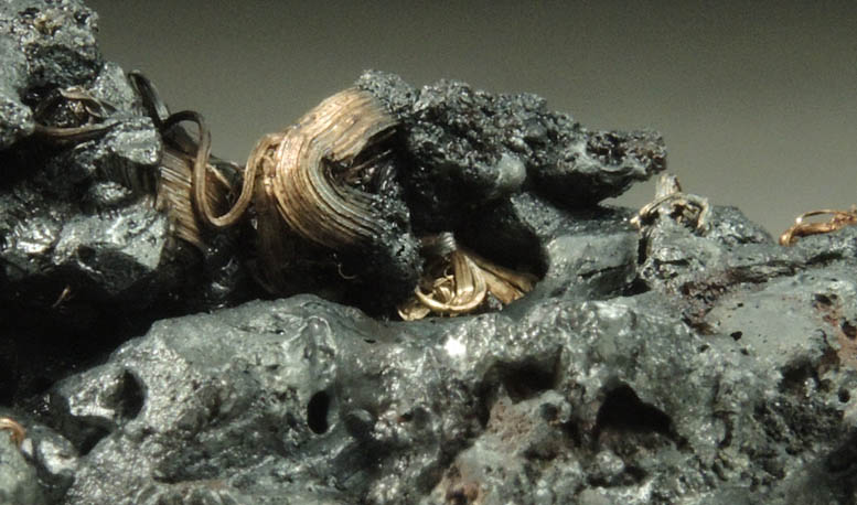 Silver (Native Silver wire crystals) on Acanthite from Xiaoqinggou, Datong, Shanxi, China