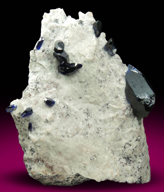 Azurite on Dickite-coated matrix from Milpillas Mine, Cuitaca, Sonora, Mexico