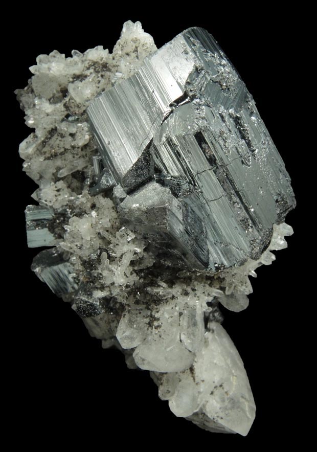 Bournonite complexly twinned crystals on Quartz from Yaogangxian Mine, Nanling Mountains, Hunan, China