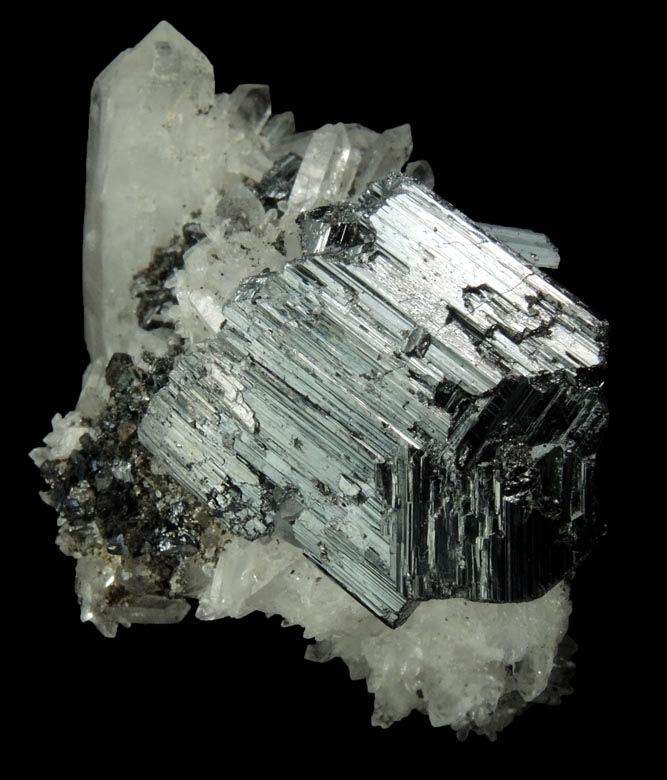 Bournonite complexly twinned crystals on Quartz from Yaogangxian Mine, Nanling Mountains, Hunan, China