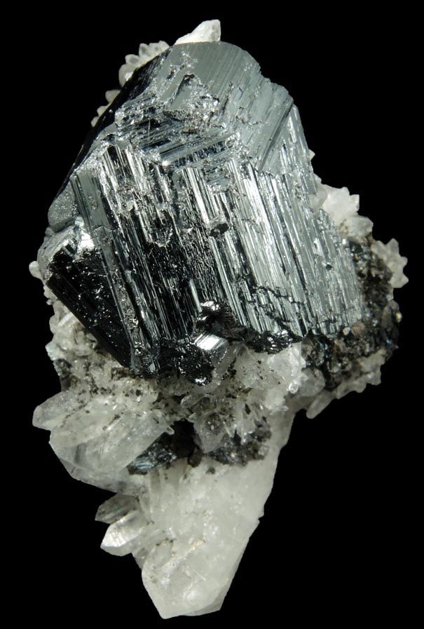 Bournonite complexly twinned crystals on Quartz from Yaogangxian Mine, Nanling Mountains, Hunan, China