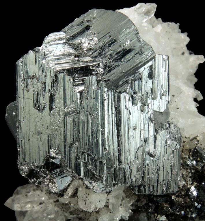 Bournonite complexly twinned crystals on Quartz from Yaogangxian Mine, Nanling Mountains, Hunan, China