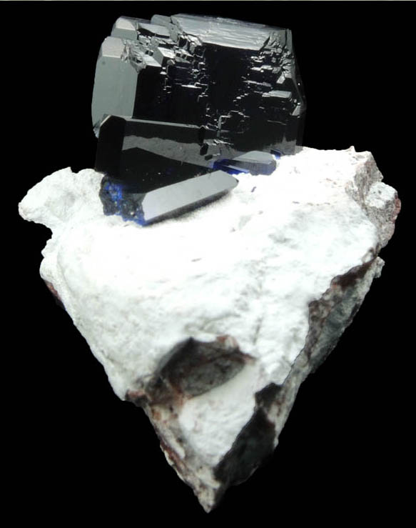 Azurite on Dickite from Milpillas Mine, Cuitaca, Sonora, Mexico